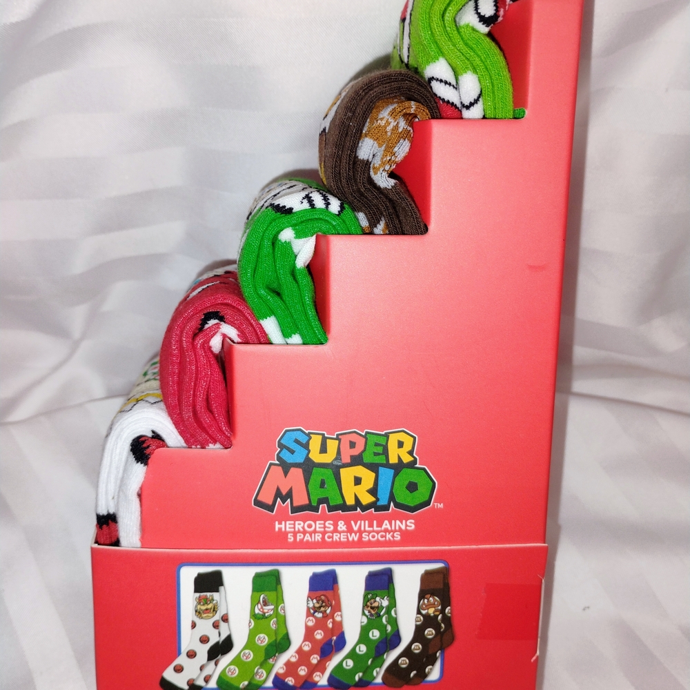 Super Mario Kids Crew Socks - Multicolor 5-Pack